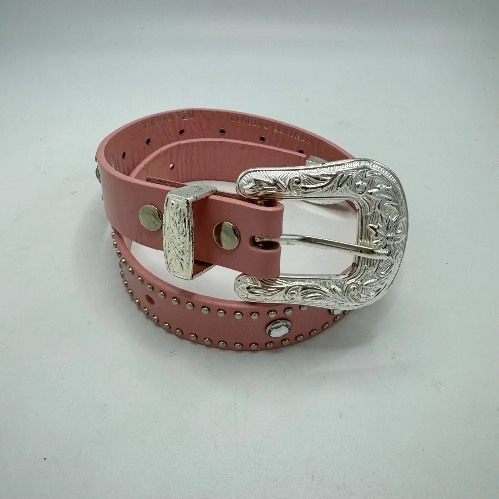 NOCONA Western GIRLS  Pink Leather BELT  Embellished details Size 20